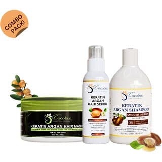 COCOBEE Keratin Argan Hair Care Set - Hair Shampoo 200ml Hair Serum 100ml Hair Mask 200g Shiny Healthy Hair - Hair Oils, Care, and Styling | Buy online on ZillyBuy