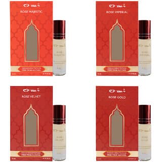 Rose Gold, Imperial, Velvet, Majestic 6ml Each Unisex Concentrated Perfume Alcohol Free Roll On Attar Combo Pack of 4 - Fragrance | Buy online on ZillyBuy