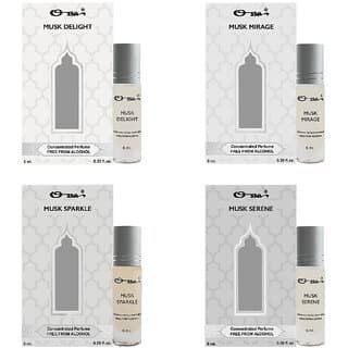 Musk Delight, Mirage, Serene,Sparkle 6ml Each Unisex Concentrated Perfume AlcoholFree Roll On Attar Combo Pack of 4 - Fragrance | Buy online on ZillyBuy