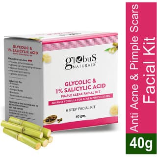 Globus Naturals Anti Acne Glycolic  Salicylic Acid 6 Step Facial Kit For Oil Control  Skin Lightening Suitable For Oily  Acne Prone Skin 40gm - Skin Care - Face Cleansers | Buy online on ZillyBuy