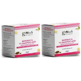 Globus Naturals Anti Acne Glycolic  Salicylic Acid 6 Step Facial Kit For Oil Control  Skin Lightening Suitable For Oily  Acne Prone Skin 40gm Set of 2 - Skin Care - Face Cleansers | Buy online on ZillyBuy