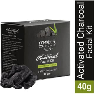 Globus Naturals AntiPollution Charcoal Men 6 Step Facial Kit For Oil Control Blackhead Removal Suitable For Oily Acne Prone Skin 40gm - Skin Care - Face Cleansers | Buy online on ZillyBuy