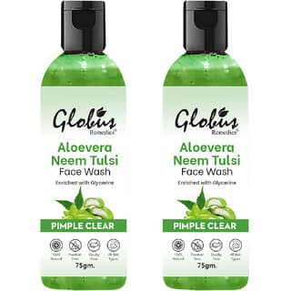 Globus Remedies Aloe vera Neem Tulsi Enriched With Glycerin  Oil Control Formula 75gm Set of 2 - Skin Care - Face Cleansers | Buy online on ZillyBuy