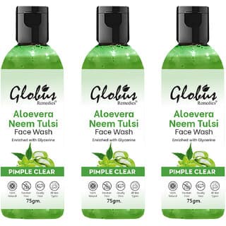 Globus Remedies Aloe vera Neem Tulsi Enriched With Glycerin  Oil Control Formula 75gm Set of 3 - Skin Care - Face Cleansers | Buy online on ZillyBuy