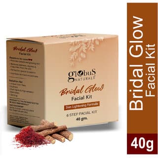 Globus Naturals Illuminating Bridal Glow 6 Step Facial Kit For Radiant  Glowing Skin Enriched with Saffron  Liquorice Suitable For All Skin Types 40gm - Skin Care - Face Cleansers | Buy online on ZillyBuy