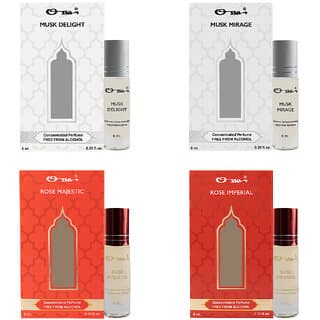Ossa Musk Delight  Mirage, Rose Majestic  Imperial Unisex Concentrated Perfums Alcohol Free Attar Combo (Pack of 4) - Fragrance | Buy online on ZillyBuy