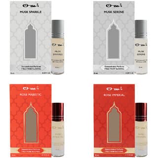 Ossa Musk Serene  Sparkle, Rose Majestic  Imperial Unisex Concentrated Perfums Alcohol Free Attar Combo (Pack of 4) - Fragrance | Buy online on ZillyBuy