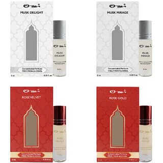 Ossa Musk Delight  Mirage, Rose Velvet  Gold Unisex Concentrated Perfums Alcohol Free Attar Combo (Pack of 4) - Fragrance | Buy online on ZillyBuy