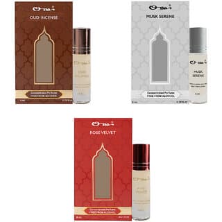 Ossa Oud Incense, Musk Serene, Rose Velvet Unisex Concentrated Perfums Alcohol Free Attar Combo (Pack of 3) - Fragrance | Buy online on ZillyBuy