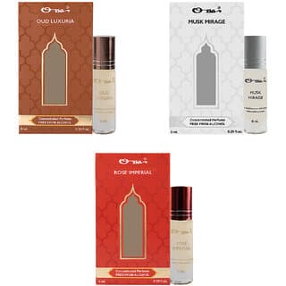 Ossa Oud Luxuria, Musk Mirage, Rose Imperial Unisex Concentrated Perfums Alcohol Free Attar Combo (Pack of 3) - Fragrance | Buy online on ZillyBuy