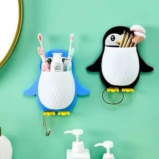 penguins shape toothbrush holder plastic stand for toothpaste comb brush cream set of 1