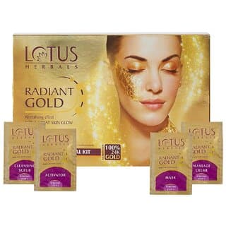 Lotus Herbals Radiant Gold Facial Kit  37g, 24K Gold Leaves for Glowing Skin, Suitable for All Skin Types - Skin Care - Face Cleansers | Buy online on ZillyBuy