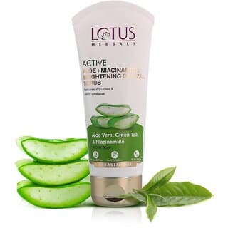 Lotus Herbals Active Aloe + Niacinamide Brightening Revival Scrub Removes Impurities  ExfoliatesPraben Free 100Gm - Skin Care - Face Cleansers | Buy online on ZillyBuy