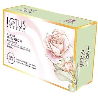 Lotus Herbals Radiant Bridalglow Rose Gold Skin Illuminating Facial Kit  5 Easy Steps  Paraben Free Pack Of 1  57G - Skin Care - Face Cleansers | Buy online on ZillyBuy