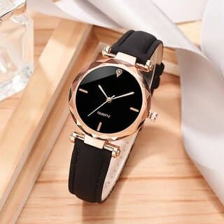 Premium Quality Casual Branded Designer Black 4 Point Dial Leather Belt Analog Watch For Women - Watches | Buy online on ZillyBuy