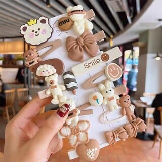 14 Pcs Kids Hair Clips Set Cartoon Icecream Cute  Trendy Baby Girls Toddlers Hair Pins Barrettes,Combo of 14 Pcs,Brown - Hair Oils, Care, and Styling | Buy online on ZillyBuy