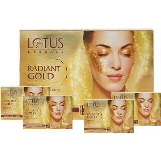 Lotus Herbals Radiant Gold Cellular Glow Facial Kit 4 in 1  With 24K Gold leaves  4x37g - Skin Care - Face Cleansers | Buy online on ZillyBuy
