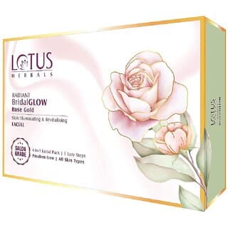 Lotus Herbals Radiant BridalGLOW Rose Gold Skin Illuminating Facial Kit  5 Easy Steps Paraben Free Pack of 4  228g - Skin Care - Face Cleansers | Buy online on ZillyBuy