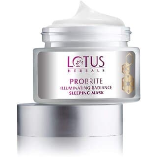 Lotus Herbals Probrite Illuminating Radiance Sleeping Mask  Detoxifies  Hydrates Skin  Preservative Free 50g - Skin Care - Face Cleansers | Buy online on ZillyBuy