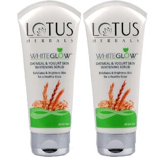 Lotus Herbals Whiteglow Oatmeal  Yogurt Skin Whitening Scrub, 50G ( Pack Of 2 ) - Skin Care - Face Cleansers | Buy online on ZillyBuy