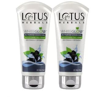 Lotus Herbals Whiteglow Activated Charcoal Face Wash Anti Pollution Oil Control For All Skin Types 50G (Pack Of 2) - Skin Care - Face Cleansers | Buy online on ZillyBuy