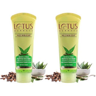 Lotus Herbals Neemwash Neem  Clove Ultra Purifying Face Wash With Active Neem Slices  120Ml ( Pack Of 2 ) - Skin Care - Face Cleansers | Buy online on ZillyBuy