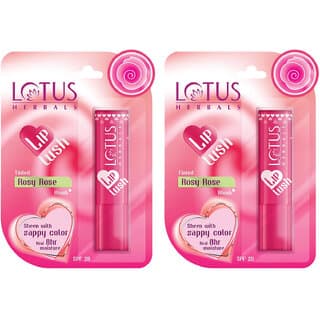 Lotus Herbals Lip Lush Tinted Lip Balm - Rosy Rose Blush  Spf 20  8H Moisturisation  4G ( Pack Of 2 ) - Makeup - Lips | Buy online on ZillyBuy