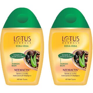 Lotus Herbals Kera-Veda Neemactiv Neem  Reetha Anti Dandruff Shampoo  For All Hair Types  150Ml ( Pack Of 2 ) - Shampoos and Conditioners | Buy online on ZillyBuy