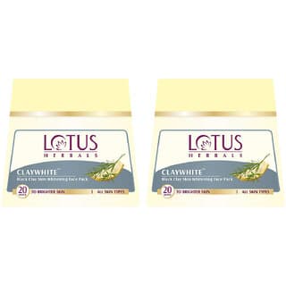 Lotus Herbals Claywhite Black Clay Face Pack  Detans Skin  Unclogs Pores  350G ( Pack Of 2 ) - Skin Care - Face Cleansers | Buy online on ZillyBuy