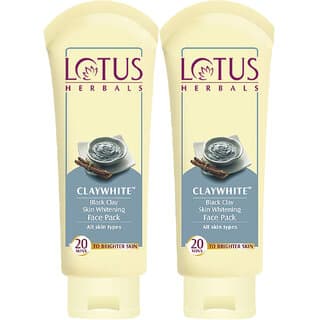 Lotus Herbals Claywhite Black Clay Face Pack  Detans Skin  Unclogs Pores  120G ( Pack Of 2 ) - Skin Care - Face Cleansers | Buy online on ZillyBuy