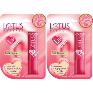 Lotus Herbals Lip Lush Tinted Lip Balm - Pink Guava Rush  Spf 20  8H Moisturisation  3.5G ( Pack Of 2 ) - Makeup - Lips | Buy online on ZillyBuy