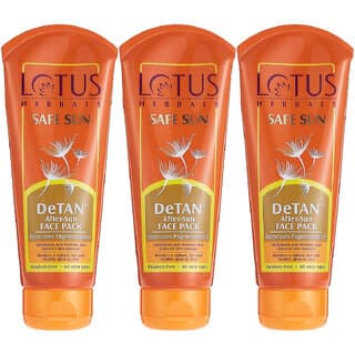 Lotus Herbals Safe Sun Detan AfterSun Face Pack Reduces Sun Tan Brightens Skin All Skin Types 100G  (Pack Of 3) - Skin Care - Face Cleansers | Buy online on ZillyBuy