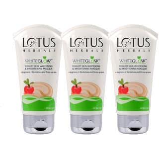 Lotus Herbals Whiteglow Yogurt Skin Whitening  Brightening Mask   80G  (Pack Of 3) - Skin Care - Face Cleansers | Buy online on ZillyBuy