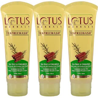 Lotus Herbals Teatreewash Face Wash  With Tea Tree Oil  Cinnamon  Anti Acne  Oil Control   120Ml  (Pack Of 3) - Skin Care - Face Cleansers | Buy online on ZillyBuy