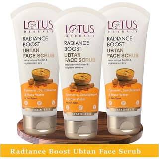 Lotus Herbals Radiance Boost Ubtan Face Scrub Turmeric Sandalwood And Rose Water  100Gm  ( Pack Of 3) - Skin Care - Face Cleansers | Buy online on ZillyBuy