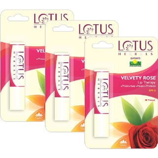 Lotus Herbals Lip Therapy Tinted Lip Balm  Velvety Rose Spf 15 Moisturises Heals  Protects Lips 4G ( Pack Of 3) - Makeup - Lips | Buy online on ZillyBuy
