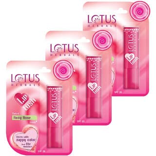 Lotus Herbals Lip Lush Tinted Lip Balm  Strawberry Crush  Spf 20  8H Moisturisation  4G  (Pack Of 3) - Makeup - Lips | Buy online on ZillyBuy