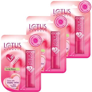 Lotus Herbals Lip Lush Tinted Lip Balm  Rosy Rose Blush  Spf 20  8H Moisturisation  4G  (Pack Of 3) - Makeup - Lips | Buy online on ZillyBuy