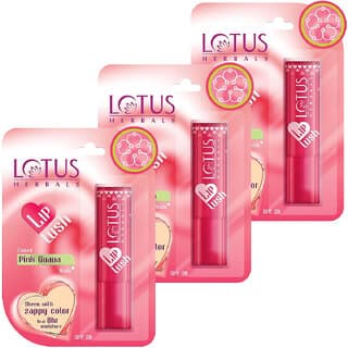 Lotus Herbals Lip Lush Tinted Lip Balm  Pink Guava Rush  Spf 20  8H Moisturisation  4G (Pack Of 3) - Makeup - Lips | Buy online on ZillyBuy