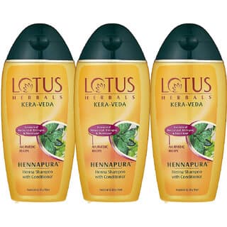 Lotus Herbals KeraVeda Hennapura Henna Shampoo With Conditioner  With Bhringraj   200Ml  (Pack Of 3) - Shampoos and Conditioners | Buy online on ZillyBuy