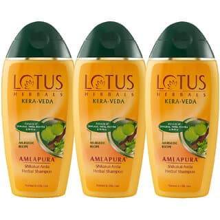 Lotus Herbals KeraVeda Amlapura Shikakai  Amla Herbal Shampoo  Daily Use Shampoo  200Ml  ( Pack Of 3) - Shampoos and Conditioners | Buy online on ZillyBuy