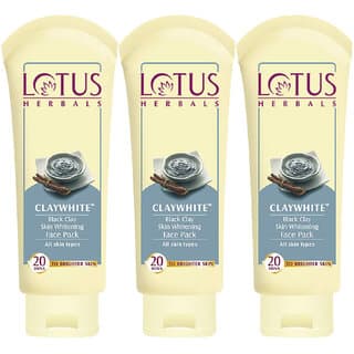 Lotus Herbals Claywhite Black Clay Face Pack  Detans Skin  Unclogs Pores  120G ( Pack Of 3) - Skin Care - Face Cleansers | Buy online on ZillyBuy