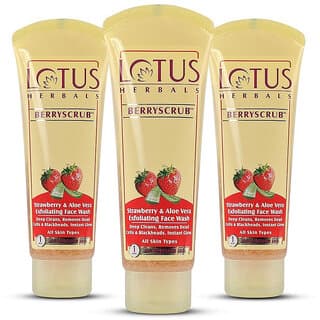 Lotus Herbals Berryscrub Strawberry  Aloe Vera Exfoliating Face Wash  Deep Cleaning  80G ( Pack Of 3) - Skin Care - Face Cleansers | Buy online on ZillyBuy