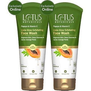 Lotus Botanicals Papaya & Vitamin E Insta Glow Exfoliating 200Ml(Pack Of 2) Face Wash (400 Ml) - Skin Care - Face Cleansers | Buy online on ZillyBuy