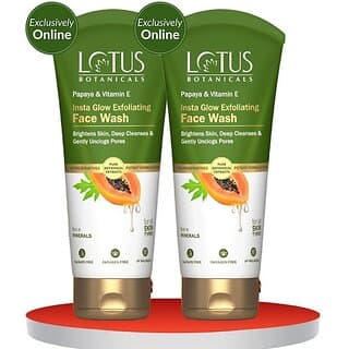 Lotus Botanicals Papaya & Vitamin E Insta Glow Exfoliating Facewash (Pack Of 2 ) (100Mlx2 ) Face Wash (200 Ml) - Skin Care - Face Cleansers | Buy online on ZillyBuy