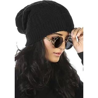 Fashlook Woolen Black Casual Winter Cap - Uncategorized | Buy online on ZillyBuy