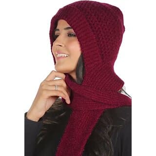Fashlook Woolen Maroon Casual Winter Cap - Uncategorized | Buy online on ZillyBuy