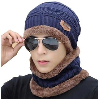 Fashlook Woolen Dark Blue Casual Winter Cap - Uncategorized | Buy online on ZillyBuy