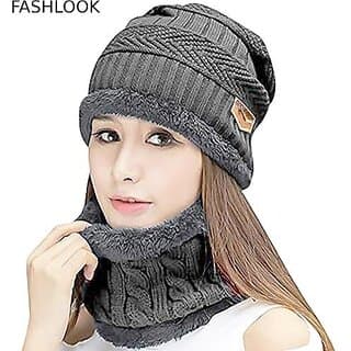 Fashlook Woolen Grey Casual Winter Cap - Uncategorized | Buy online on ZillyBuy