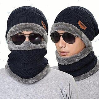 Fashlook Woolen Dark Blue Casual Winter Cap - Uncategorized | Buy online on ZillyBuy
